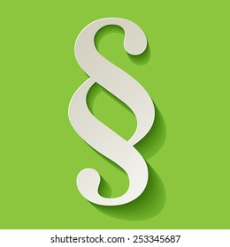 Paragraph symbol paper in the corner on green background