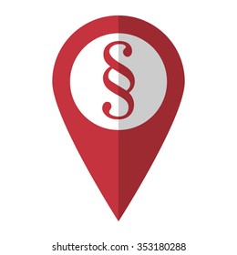 Paragraph symbol - vector icon; red map  pointer