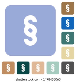 Paragraph symbol white flat icons on color rounded square backgrounds