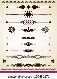 Paragraph and text dividers, decorations and borders, jpg file is also available