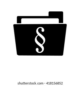 paragraph - white vector icon;  black folder