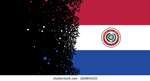 Paraguay. Background with a flag. Close-up with an uneven edge. A cropped, torn brushstroke. National symbol.
