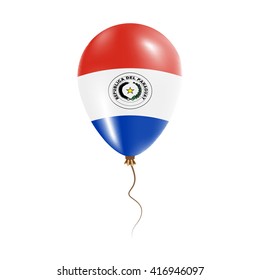Paraguay balloon with flag, stars and glitter. Bright Air Ballon in Paraguay National Colors. Paraguay Flag Rubber Balloon Flying in the Air. Vector Illustration.