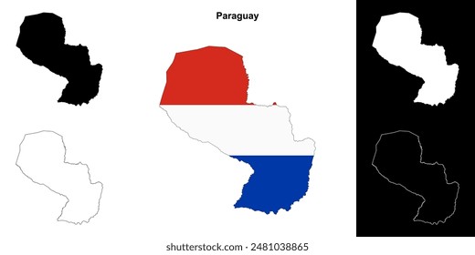 Paraguay blank outline map set