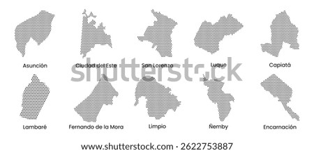 Paraguay city map vector set