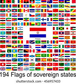 Paraguay, collection of vector images of flags of the world