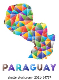 Paraguay - colorful low poly country shape. Multicolor geometric triangles. Modern trendy design. Vector illustration.