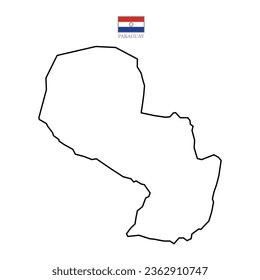 Paraguay contour vector map with flag in color. Background map eps 10