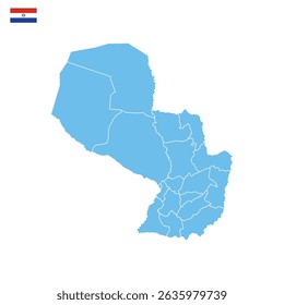 Paraguay country blue map on white background