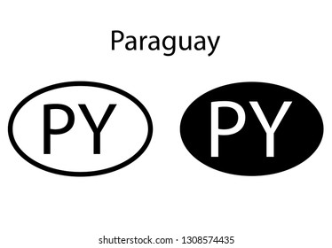 Paraguay country code icon.  Iso code country domain name.   PY - Paraguay abbreviated. vector
