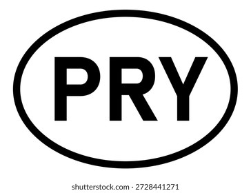 Paraguay country code PRY icon vector on a white background
Country code abbreviation oval sticker icon on a white background