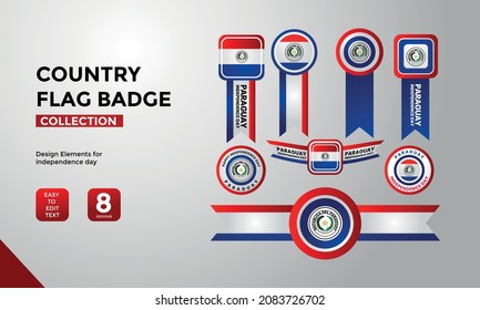 Paraguay Country flag badge collection, paraguay flag design