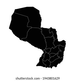 Paraguay country map vector with regional areas