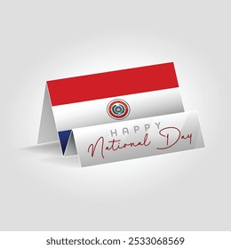Paraguay country paper flag standing on the ground. Happy national day flag design.