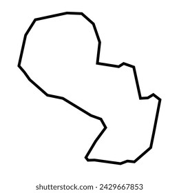 Paraguay country thick black outline silhouette. Simplified map. Vector icon isolated on white background.