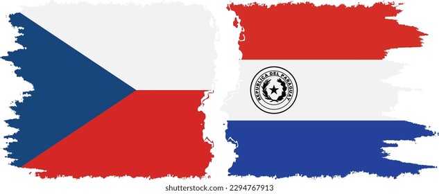 Paraguay and Czech Republic grunge flags connection, vector