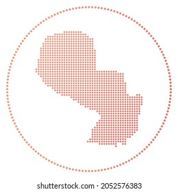 Paraguay digital badge. Dotted style map of Paraguay in circle. Tech icon of the country with gradiented dots. Astonishing vector illustration.