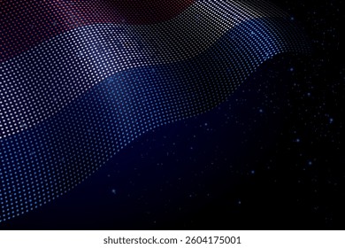 Paraguay digital flag made of dots, waving over a starry dark background