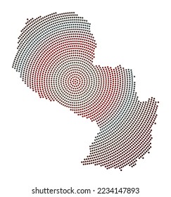 Paraguay gepunktete Karte. Digitale Form von Paraguay. Das technische Symbol des Landes mit gestuften Punkten. Erstaunliche Vektorgrafik.