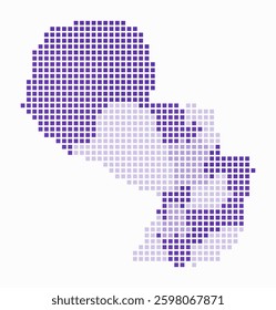 Paraguay dotted map. Digital style map of the country on white background. Paraguay shape with square dots. Colored dots style. Large size squares. Stylish vector illustration.