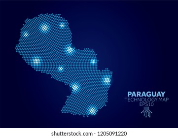 Paraguay dotted technology map. Modern data communication concept