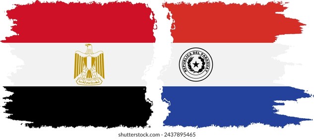 Paraguay and Egypt grunge flags connection, vector