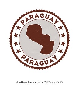 Paraguay emblem. Country round stamp with shape of Paraguay, isolines and round text. Appealing badge. Trendy vector illustration.