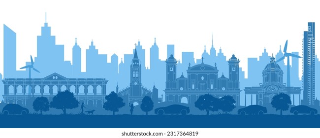 Paraguay famous landmarks by silhouette style,vector illustration