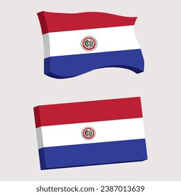 Paraguay Flag 3d shape vector illustration