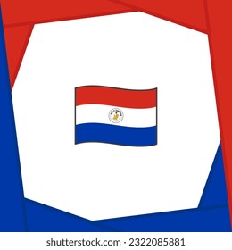 Plantilla de diseño de fondo de resumen de la bandera paraguaya. Cartel del Día de la Independencia de Paraguay en medios sociales. Banner