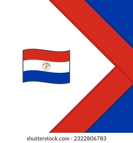 Plantilla de diseño de fondo de resumen de la bandera paraguaya. Cartel del Día de la Independencia de Paraguay en medios sociales. Caricatura