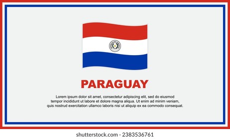 Plantilla de diseño de fondo de resumen de la bandera paraguaya. Cartel del Día de la Independencia de Paraguay, Ilustración del Vector de Medios Sociales. Banner de Paraguay
