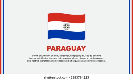 Plantilla de diseño de fondo de resumen de la bandera paraguaya. Cartel del Día de la Independencia de Paraguay, Ilustración del Vector de Medios Sociales. Caricatura de Paraguay