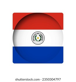 Paraguay flag - behind the cut circle paper hole with inner shadow.