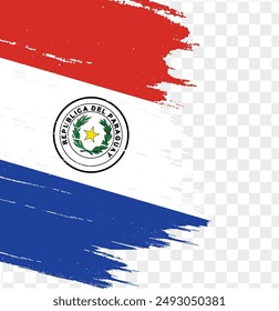 Paraguay flag brush paint textured isolated on png or transparent background. vector illustration  