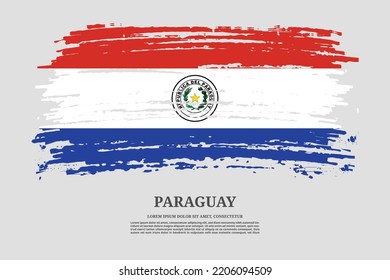 Paraguay  flag with brush stroke effect and information text poster, vector background