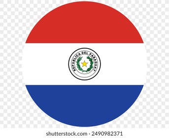 Paraguay flag button on png or transparent background. vector illustration. 