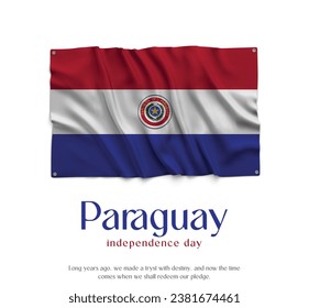 Paraguay Flag, Celebrating Independence Day. Abstract waving flag on white background Country Flag.