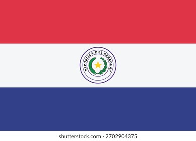 Paraguay-Flagge, klare Linien, Vektorgrafik mit leicht erweichten Farben, 2 x 3 Proportionen