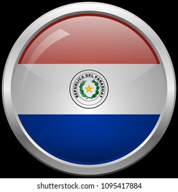 Paraguay flag glass button vector illustration