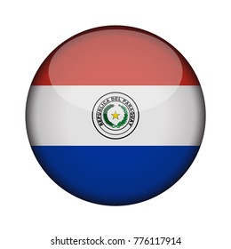 paraguay Flag in glossy round button of icon. paraguay emblem isolated on white background. National concept sign. Independence Day. Vector illustration.