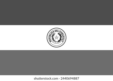 Paraguay flag - greyscale monochrome vector illustration. Flag in black and white
