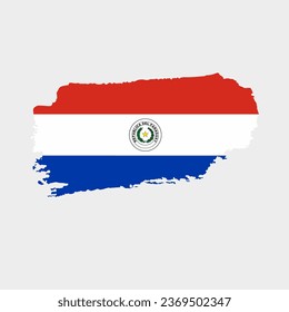 Paraguay flag with grunge texture. Vector illustration of Paraguay flag painted with brush with grunge effect and watercolor stroke. Happy Independence Day.
