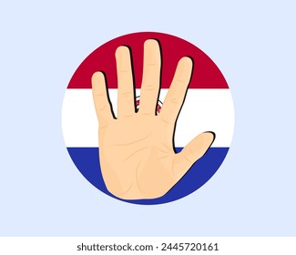 Bandera de Paraguay con señal de stop en mano, protesta e idea de derechos humanos, diseño de Vector, protesta en Paraguay, restricción o emblema prohibido, vulneración de la libertad de expresión, alto a la guerra