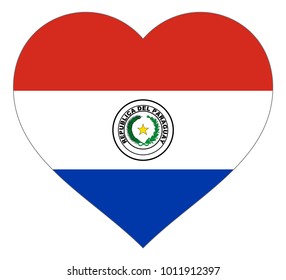 paraguay flag in heart vector illustration sign. Flag of paraguay in the shape of Heart with contrasting contour, symbol of love for his country or valentine day, patriotism.
