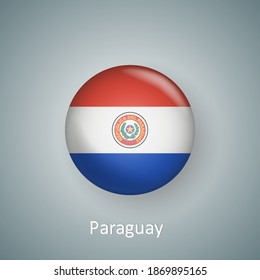 Icono de la bandera paraguaya círculo gradiente 3d aislado