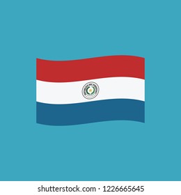 Paraguay flag icon in flat design. Independence day or National day holiday concept.