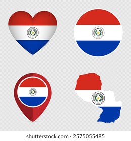 Paraguay Flag Icons Pack. Vector illustration.