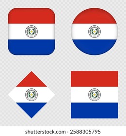 Paraguay Flag Icons Pack. Vector illustration.