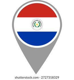 Paraguay flag location pin, Paraguay flag on location pin, Paraguay map pointer in high quality